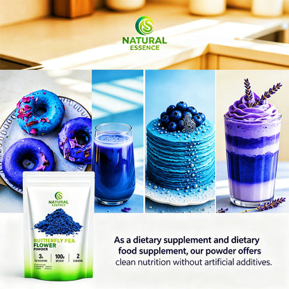 Natural Blue Food Color - Butterfly Pea Powder 100g- Natural Color for Baking & Drinks