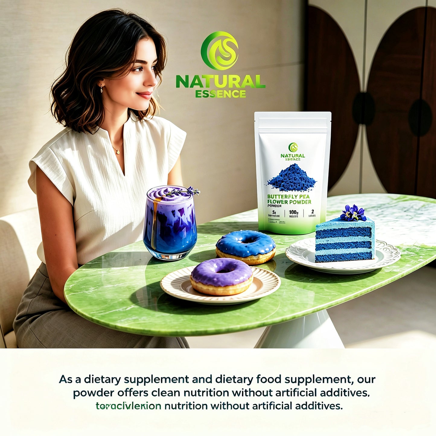 Natural Blue Food Color - Butterfly Pea Powder 100g- Natural Color for Baking & Drinks