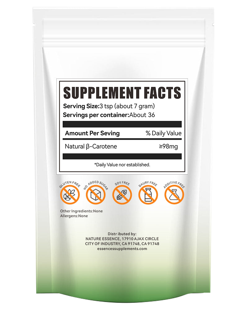 Beta Carotene Antioxidant Powder - Provitamin A for Immune Support & Skin Health- Dietary Supplements