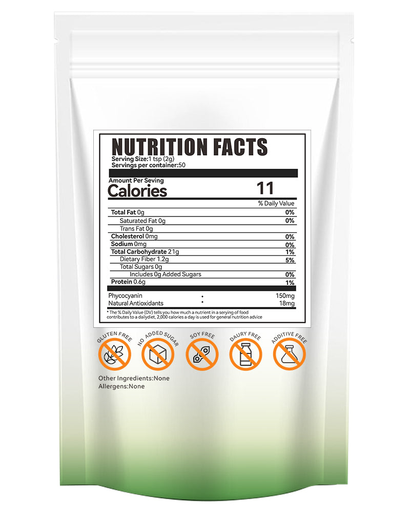Phycocyanin Powder - Natural Blue Pigment Protein from Spirulina Extract for Antioxidant Health Supplements-100g