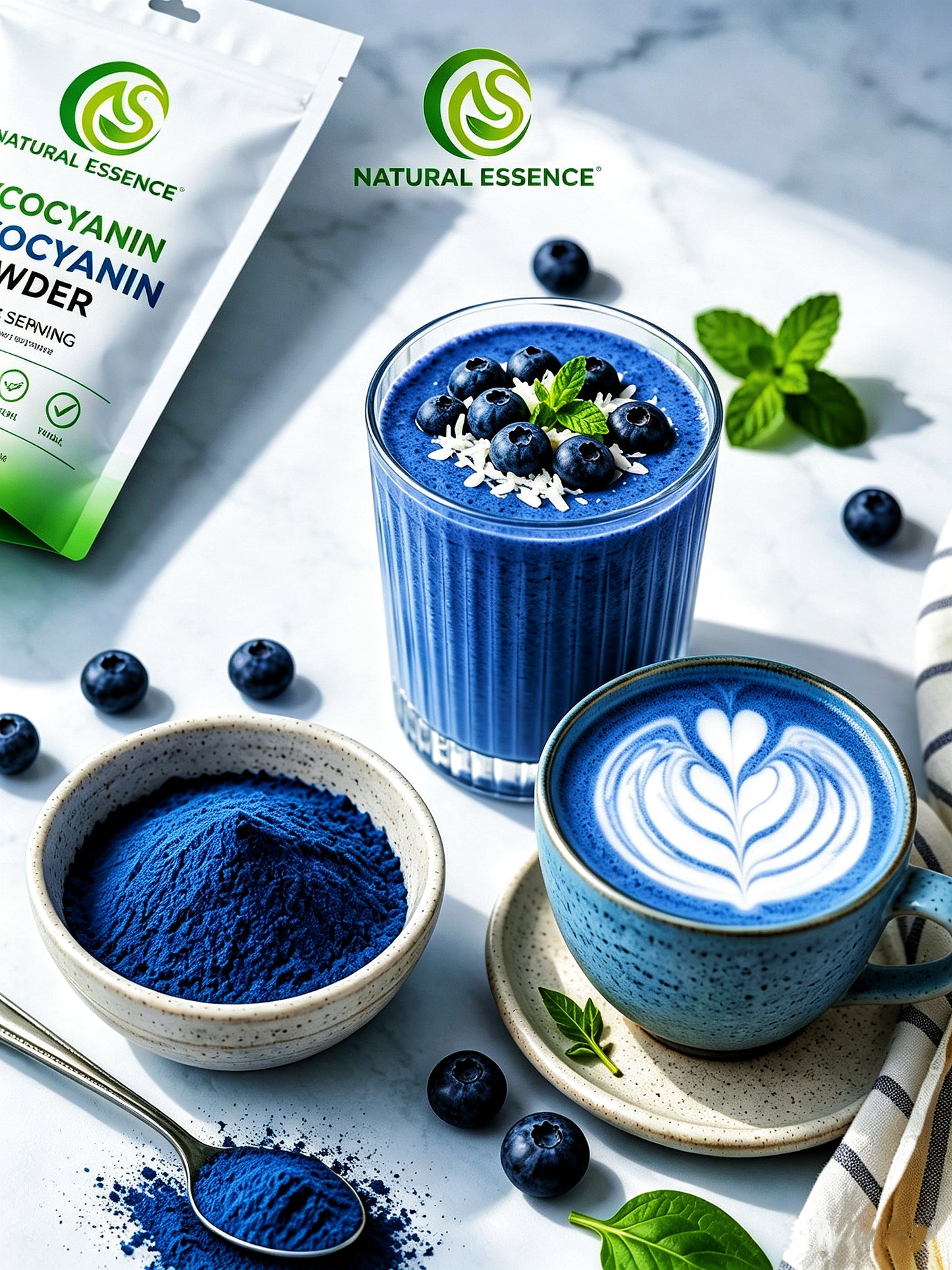 Phycocyanin Powder - Natural Blue Pigment Protein from Spirulina Extract for Antioxidant Health Supplements-100g